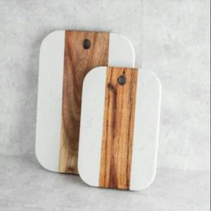 Tabla de cortar de mármol y madera de nuevo diseño, fabricante de cocina, tabla de cortar de queso de madera de acacia y mármol hecha a mano - Product Image 4