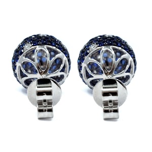 Livraison Rapide, Haute Qualité, Boucles d'Oreilles Clous Classiques en Or Blanc 18 carats avec Saphir Bleu Taille Brillant, Idéales pour Mariage et Cadeau - Product Image 3