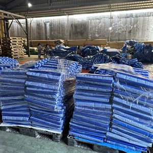 Bâche industrielle en PE rayée bleue et blanche, haute durabilité, usage intensif, grande capacité, options de couleurs et choix de tailles - Product Image 2