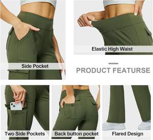 Pantalones Acampanados de Tallas Grandes al por Mayor, Pantalones de Chándal de Pierna Ancha de Calidad Premium para Mujer, Spandex/Poliéster, Cintura Alta, Transpirables - Product Image 4