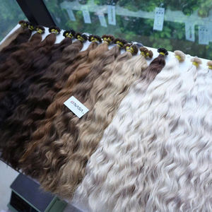 Extensiones de Cabello de Punta Plana de Buena Calidad, Fuertes y Sin Enredos, 60 cm, 1 Paquete, 100 Gramos, 100 Mechones, Onduladas Naturales - Product Image 1