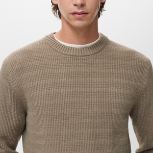 Pulls en maille gaufrée 100% coton pour hommes, style tendance d'hiver, respirant, décontracté, hip-hop, chaud, avec logo sur le devant - Product Image 3