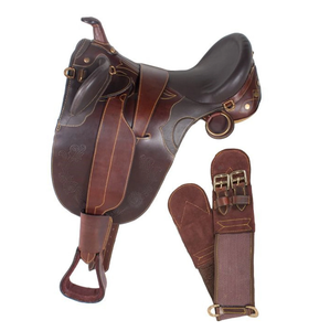 Selle de trail western en cuir noir de haute qualité, personnalisée en gros, avec arceau en bois et couvertures pour chevaux - Product Image 2