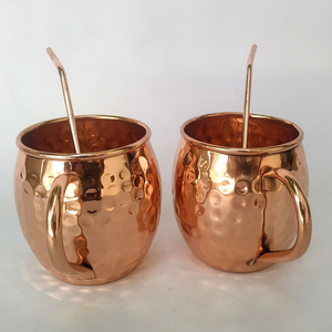 Tazas clásicas de cobre de mula de Moscú con asas, acabado pulido brillante, Juego de vasos de vidrio de Metal de cobre para el hogar, cocina, Bar - Product Image 3