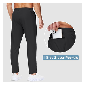 Pantalones de chándal antiarrugas para hombre con bolsillos, pantalones de entrenamiento para gimnasio, pantalones antiarrugas para hombre, pantalones teñidos lisos - Product Image 2