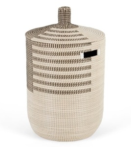 Cesto de lavandería de hierba marina hecho a mano con tapa, cesta de almacenamiento tejida para mantas, juguetes, ropa, organizador para el hogar o la habitación infantil - Product Image 4