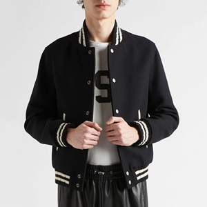 OEM venta al por mayor de alta calidad de los hombres Letterman y baloncesto Bomber chaqueta negra de diseño de logotipo personalizado en blanco de béisbol Varsity chaqueta - Product Image 4