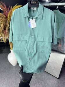 Camisa informal de manga larga con cuello en V y doble botonadura de satén para hombre, ropa de playa de verano con botones, Vestido ligero y transpirable para - Product Image 6