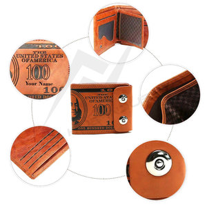 Cartera de Cuero Genuino para Hombre, Color Personalizado, Hebilla Doble, Duradera, Color Degradado, Tarjetero, Monedero, Estilo Billete de 100 Dólares Estadounidenses - Product Image 6