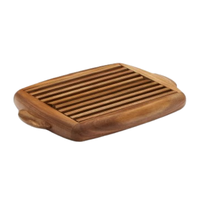 Planche à découper rectangulaire en bois naturel écologique avec bac à miettes, taille et couleur personnalisables, OEM/ODM Vietnam