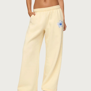 Pantalons de survêtement décontractés pour femmes, hiver, taille mi-haute, devant plat, 100% coton, respirant, polaire, écologique - Product Image 6