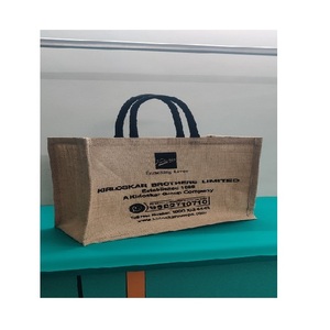 Bolsas de Yute Ecológicas con Asas Negras, Bolsas de Compra Reutilizables y Biodegradables, Logotipo Personalizado, Pedidos al por Mayor - Product Image 1