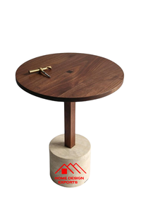 Table de bureau ronde décorative en bois dessus décoratif Table basse en bois sculptée à la main personnalisée pour meubles de salon - Product Image 5