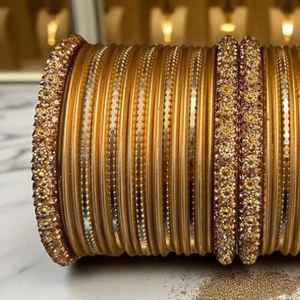 <b>Indian</b> Style Wedding Ethnic Velvet Glass <b>Bangles</b> Handmade Ladies Fashion High Quality Eco-Friendly Trendy <b>Bangles</b> Sets - Product Image 4