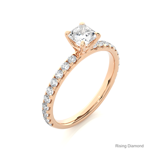 0,7 Ct Princess Cut Lab Grown Half Eternity Diamond Ring en oro Compromiso y regalo de aniversario para ella - Product Image 4