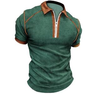 Pull d'été de luxe pour hommes T-shirts en jersey à manches courtes de haute qualité Vêtements décontractés respirants à fermeture éclair avec motif imprimé - Product Image 6