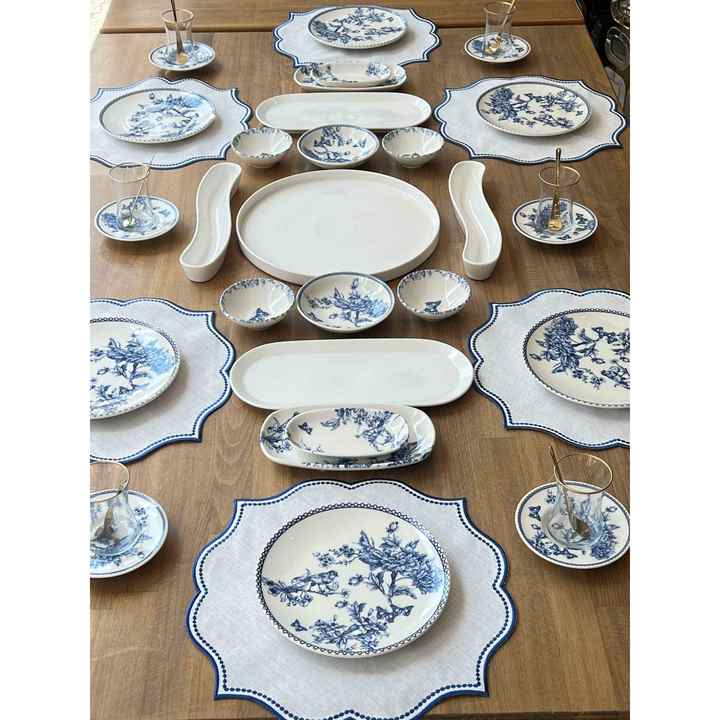 Breakfast Set Blue 45 Pieces for 6 People