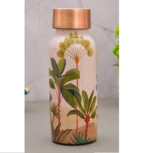 Bouteille en cuivre imprimée émaillée pour jus de fruits, ustensiles de cuisine de table, avec verre pour boire des jus, bienfaits pour la santé, bouteille d'eau en cuivre - Product Image 3