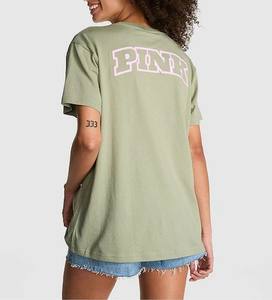T-shirt 100% coton sur mesure pour femme, poids lourd, surdimensionné, logo personnalisé sérigraphié, couleur unie, manches courtes, confort col rond - Product Image 3