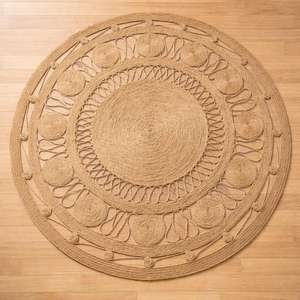 Nouveau tapis en jute de luxe pour salon, tapis en chanvre naturel, tapis de chambre à coucher en lin, tapis rond en jute tissé à la main - Product Image 1