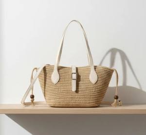 Sac en paille tissé rouge, sac à main d'été audacieux fait à la main - Product Image 2