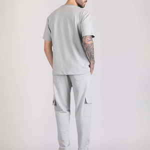 Ensemble T-shirt et pantalon en coton pour homme, style simple et unique, cordon de serrage, ensemble décontracté pour homme - Product Image 2