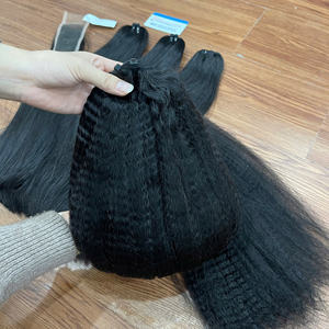 Cheveux raides crépus en trame, couleur naturelle, prêts à être expédiés, fournisseur de cheveux bruts, mèche de cheveux bruts, trame double drawn - Product Image 1