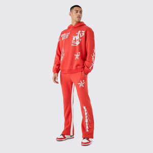 Moda hombre algodón chándal logotipo personalizado peso pesado impreso Sudadera con capucha y pantalones de chándal elegante casual streetwear al por mayor - Product Image 1