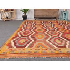Tapis turc, grand tapis de 5,7 x 8,1 pieds, tapis vintage en laine persane rouge - Product Image 5