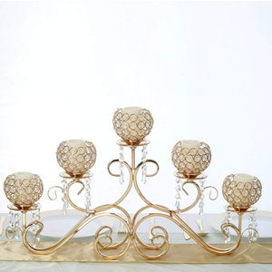 Grand bougeoir en cristal avec support de T-Light en perles dorées et support Vendeur populaire à prix compétitif pour une décoration élégante - Product Image 1