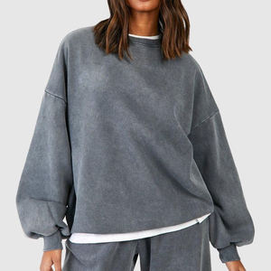 2025 dernière mode surdimensionné lavage à l'acide femmes sweats haut fabricant vêtements de rue avec Logo avant pour l'hiver - Product Image 1