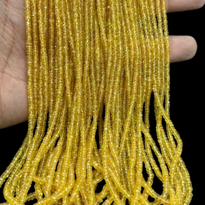 ลูกปัดแซฟไฟร์เหลี่ยมเพชรพลอยสีเหลืองธรรมชาติขนาด2มม. 3มม. สายแบบหลวมสำหรับทำสร้อยคอเครื่องประดับอัญมณีเกรดสูง - Product Image 1