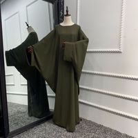 Abayas pour Femmes Manches Chauve-Souris Monopièce Robe de Prière Hijab Femme Musulmane Kimono Caftan Robe Long Khimar Vêtements Islamiques Jilbab