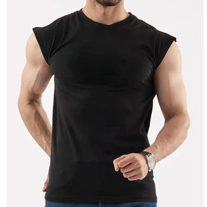 Fabricantes de microfibra de alta calidad OEM personalizado sin mangas Tops para hombres camiseta para hombre en blanco sólido 100% algodón chaleco - Product Image 5