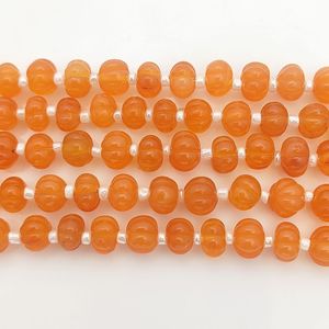 Carnelian Carved Gemstone Pumpkin Beaded Strands 8 Inch Long Loose Stone Melon Bead Strand Supplier from India - Product Image 2