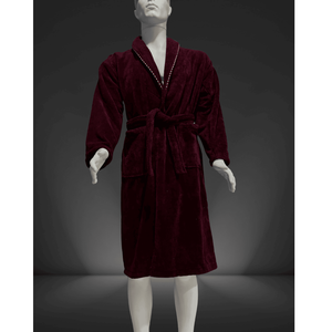 Peignoir pour homme 100% coton bordeaux Fournitures de bain de luxe à motifs extra lourds fabriqué en turquie - Product Image 1