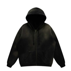 Sun faded zipper hoodies 100% algodón transpirable único elegante moda pullover hoodies unisex - Product Image 1