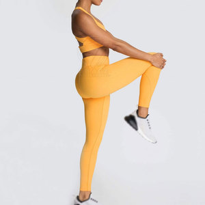 Ensemble 2 pièces de luxe pour femme, vêtements de yoga et de sport, extensible dans les quatre sens, respirant, en Spandex/Nylon, avec cordon de serrage - Product Image 4