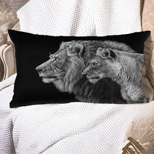 Coussin imprimé couple de lions - Cadeau unique pour la grotte de l'homme ou la Saint-Valentin, 36"x36" - 90x90 cm - Product Image 4