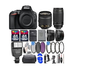 กล้อง DSLR รุ่น D5600 ชุดเลนส์คู่ 24.2MP พร้อมเลนส์ 18-55 มม. VR และเลนส์เทเลโฟโต้ 70-300 มม. พร้อมเมมโมรี่การ์ด 64GB รับประกัน 3 ปี - Product Image 1