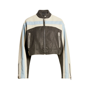 Chaqueta Corta de Cuero para Mujer, Económica, Transpirable, Ecológica, de Color Sólido, Diseño Personalizado - Product Image 2