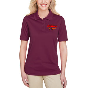 Polo de señoras de algodón 100% de alta calidad con logotipo personalizado al por mayor polo de golf ajustado de costilla elástica para mujer - Product Image 1