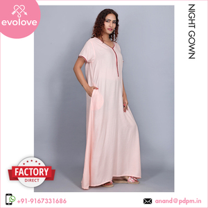 Vente chaude 100% rayonne popeline tissu femmes longue robe de nuit large couleur disponible Bio lavé vêtements de nuit usage domestique été moitié - Product Image 3