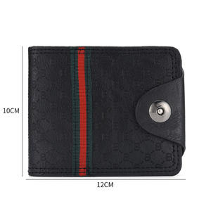 Dernier portefeuille en cuir pour homme, portefeuille en PU, portefeuille personnalisé à double pliage, portefeuille simple à double bouton - Product Image 2