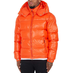 Vestes d'hiver pour hommes de style High Street, couleur orange, veste à bulles, à capuche, imperméable, en polyester avec poches, vêtements du Pakistan - Product Image 6