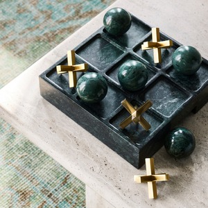 Ensemble de Tic Tac Toe moderne marbre vert et laiton antique pour la maison chambre à coucher salon retraite Diwali Occasions - Product Image 3