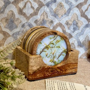 Dessous de verre en bois de manguier sous-verres en noyer faizacraft - Product Image 1