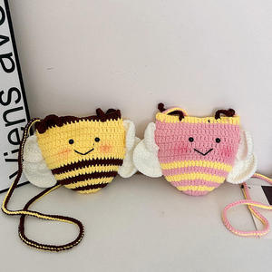 Crochet <b>Bee</b> Cartoon Cotton Bag Large Capacity Handmade Woven Fashionable All-match Portable Shoulder Crossbody Buckle - Product Image 3