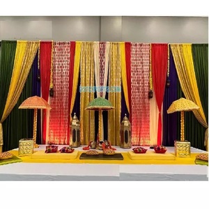 Increíble decoración de Escenario nocturno Mehndi & Sangeet portátil moderna para eventos de boda Punjabi coloridos - Product Image 1