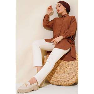 Túnica informal con botones en la parte delantera Marrón - Product Image 4